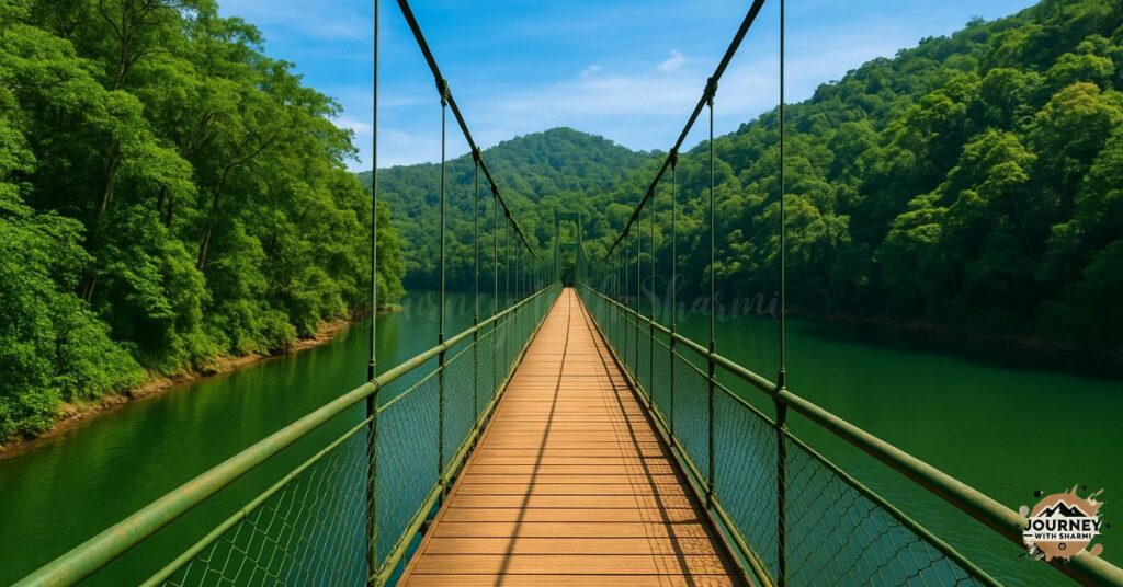 Scenic view of Thenmala, Kerala – India’s first planned eco-tourism destination, surrounded by lush forests, tranquil lakes, and adventure activities.