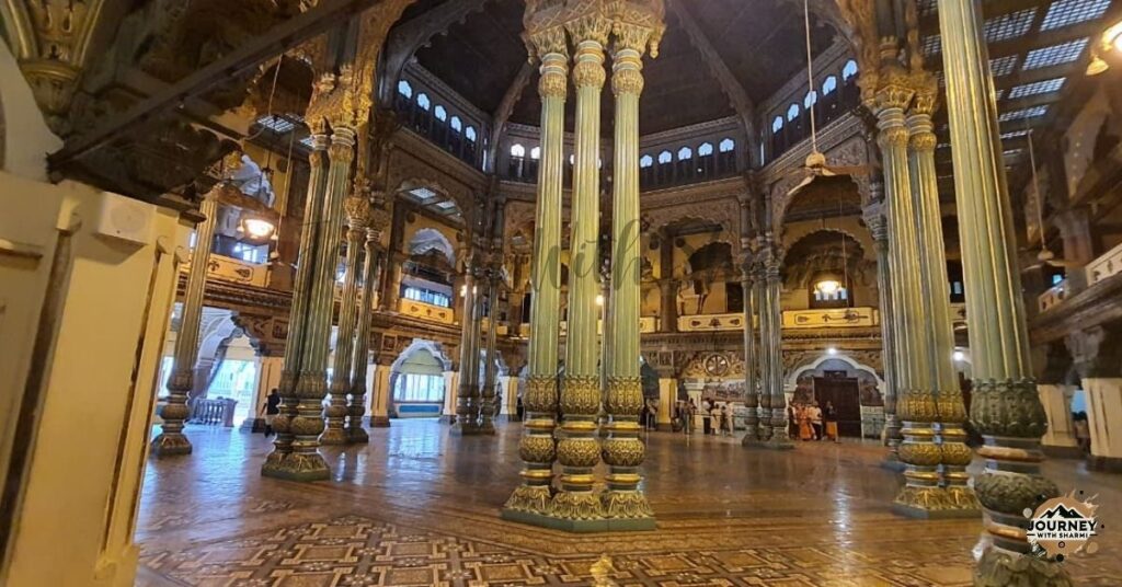 The opulent Kalyana Mantapa in Mysore Palace