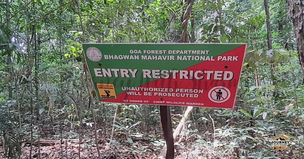 Reaching the boundary of protected wilderness—the official sign board marking restricted entry into the Goa forest zone