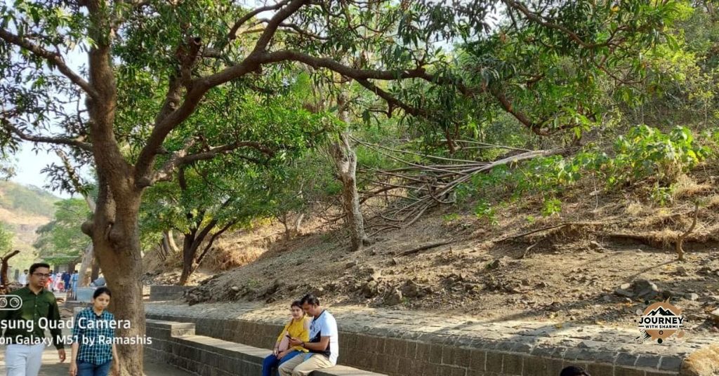 Resting in the Shade of Large Trees Along the Path, Elephanta Island.